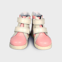 Ботинки детские на меху розовые/бежевые / 134