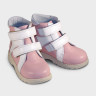 Ботинки детские на кожподкладке розовые/белые / 802