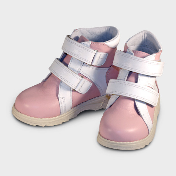 Ботинки детские на кожподкладке розовые/белые / 802