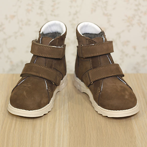 Ботинки детские на байке коричневые / 160